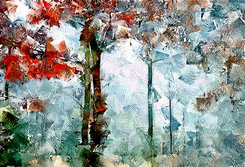 Autumn Fog | Early morning abstract trees
