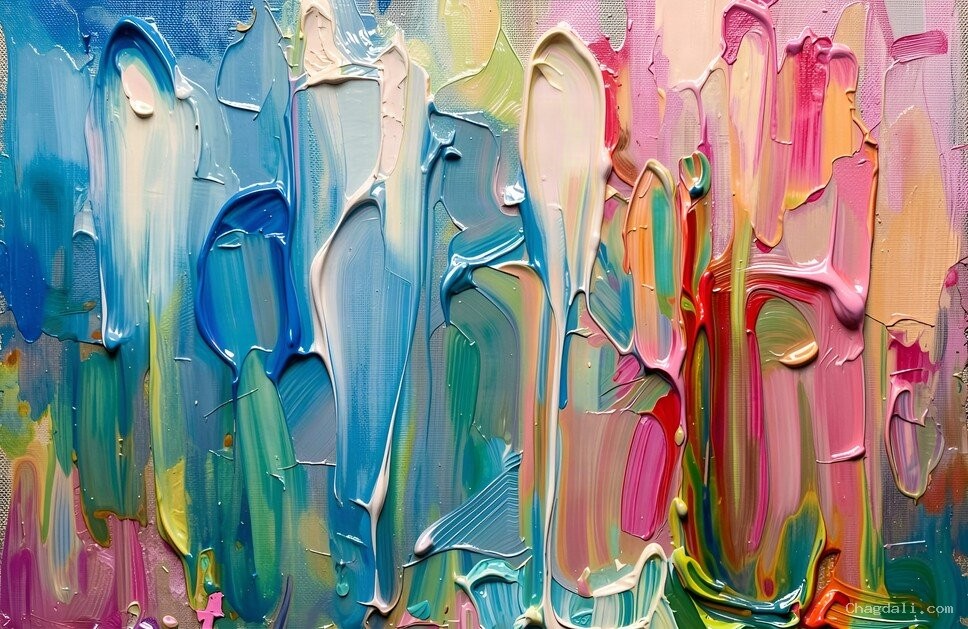 Silent Visitors — Pastel Impasto Abstract in Pink and Blue